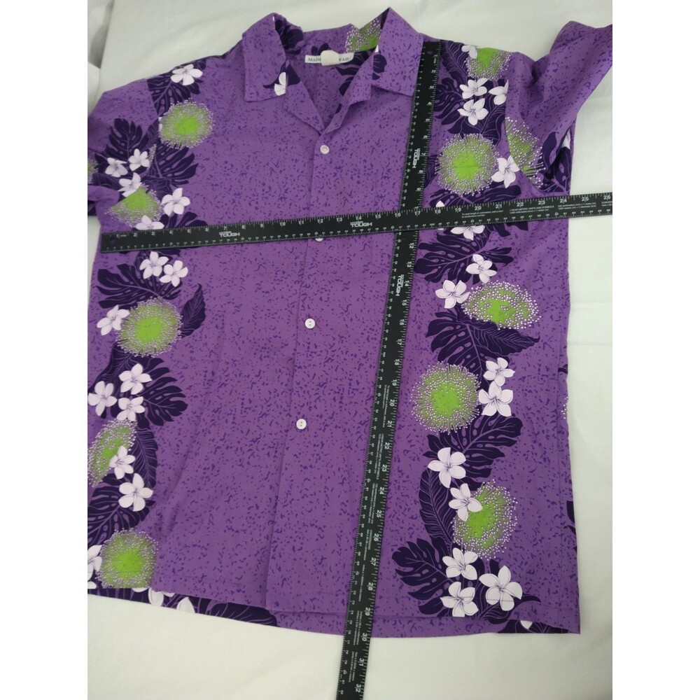 Vintage MADE IN HAWAII USA Men's Shirt XL Purple Floral Hawaiian Shirt 80s 90s - Picture 3 of 6
